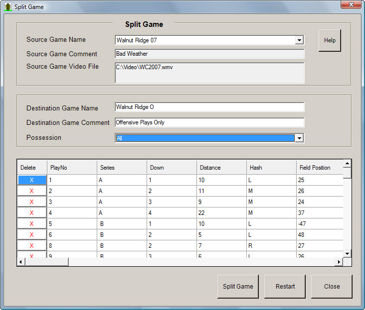 The Split Game Utility in EasyScout Professional